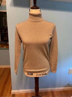 Ann Taylor Beige/Tan Metallic Turtleneck Sweater
